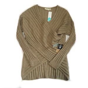 NEW RD STYLE WRAP SWEATER SIZE MEDIUM TAN RIBBED